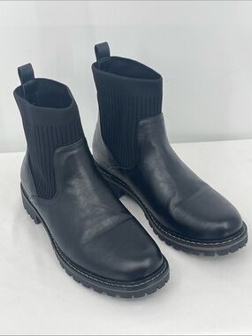 CORYS CABIN FEVER Black  Rib-Knit Ankle Boots  WOMENS SIZE 9 PULL ON